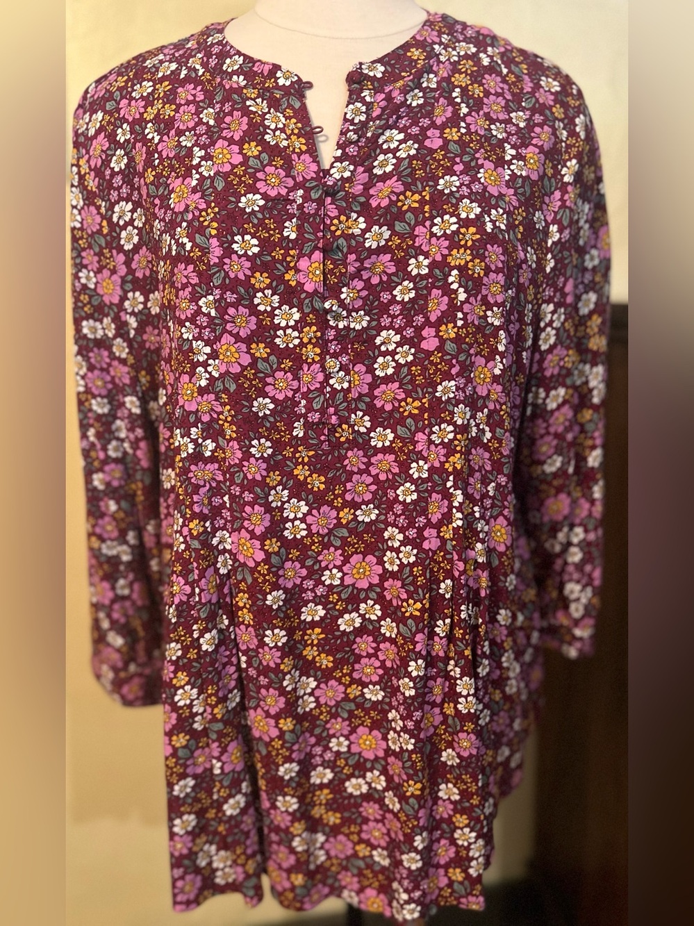 Kim Rogers Plum Floral Long-Sleeve Tunic